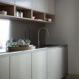 Meubles de cuisine en acier inoxydable sur mesure avec îlot, style simple, finition laquée, armoire de cuisine automatique - Product Image 1