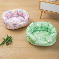 Nid pour animaux de compagnie ovale en velours côtelé double face, rebord surélevé, chaud, lavable, lit pour chien et chat avec entrée frontale
