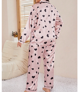 Contrast Lace Button <strong>Pj</strong> <strong>Set</strong> Plus Size Women's Sleepwear Satin Pajamas <strong>Sets</strong> Print 3 PCS Robe <strong>Sexy</strong> <strong>Set</strong> - Product Image 4