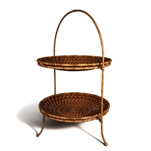 Best selling rattan 3 tier fruit <b>basket</b> floor stand table place rustic style storing fruit flower candy small items for <b>display</b> - Product Image 1