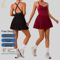 Damen Leichtgewichtiger Hochelastischer Yoga-Rock Atmungsaktives Schnelltrocknendes Plissiertes Lauf- Golf- Tennis-Kleid mit Innentasche
