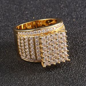 Bán Buôn Hip Hop Nhẫn CZ Micro Pave Mens Nhẫn Bling Bling Iced Ra Kích Thước Lớn Nhẫn Ngón Tay Vuông Cho Nam Trang Sức - Product Image 3