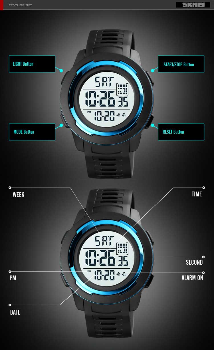 SKMEI 1731 new design made in prc mens digital watch latest PU leather band Waterproof Multi function low moq sports watch facto
