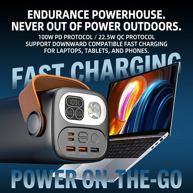 Hot Sales Large Capacity 60000mAh Power Bank 100W Fast Charge Portable Power Stationwith Digital Display LED Light for Camp