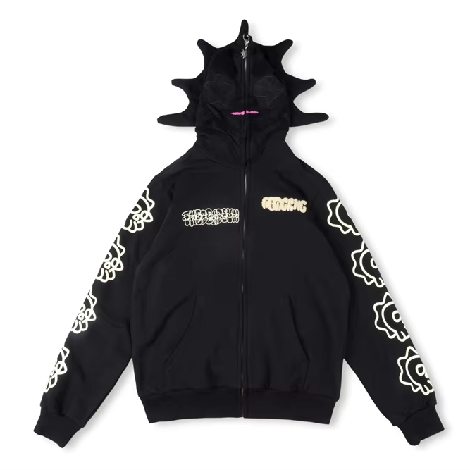 Glo Gang the Glory Full Zip Hoodie - Beverage Cartoon Printed