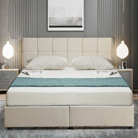 Cadre de lit double complet avec rangement Lit double rembourré Lit plate-forme pour appartement Chambre à coucher d'hôtel