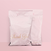 Buena calidad, Color rosa, gracias, bolsa de correo de polietileno con asa, franqueo, mensajería, Polymailer, bolsa de envío para ropa