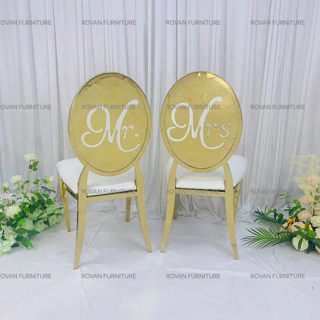 Оптовая продажа, Популярные Роскошные свадебные стулья из нержавеющей стали с подвижной подушкой, золотые свадебные стулья для торжества