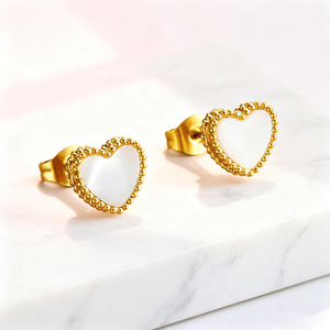 Set di Gioielli in Acciaio Inossidabile 316L Placcato Oro 18K con Madreperla a Forma di Cuore, Collana, Bracciale e Orecchini Delicati, Set Regalo Ipoallergenico OEM - Product Image 2