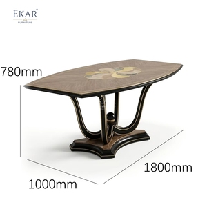 Mesa de Comedor con Marquetería Lumiere Sunburst |   Mesa de Pedestal de Madera Clásica Francesa de Lujo - EKAR - Product Image 6