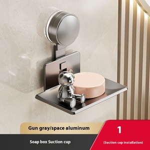 Đa chức năng hai tầng treo tường hút cốc xà phòng giá đấm miễn phí hiện đại nhôm xà phòng hộp chủ PP nhựa lưu trữ - Product Image 6