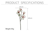 Branche de fleur de magnolia artificielle en plastique de soie 3D de haute qualité, toucher réel, pour mariage, nouvel an, Noël, décoration de la maison