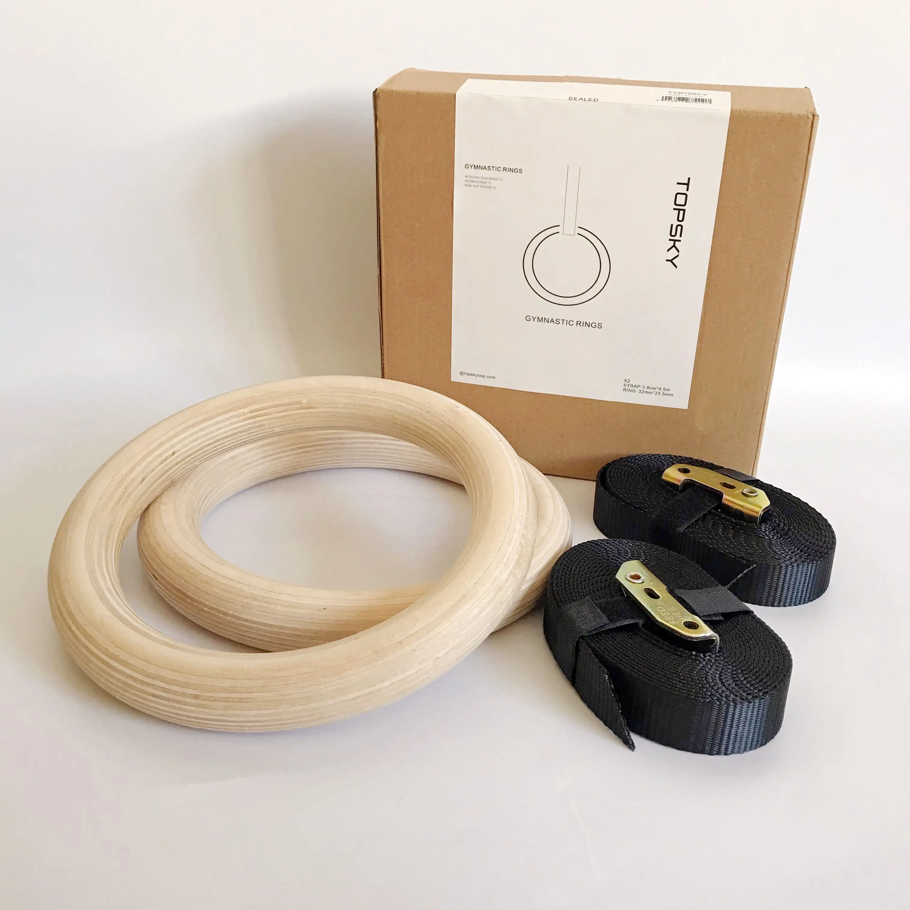 Heavy Duty Gym Equipment wooden Gymnastic Rings with Adjustable Straps for Home Gym