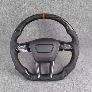 Volant sport en fibre de carbone <span class=keywords><strong>Audi</strong></span> RS4 A6 A7 S6 RS6 S7 RS7 avec écran LED et palettes de changement de vitesse (<span class=keywords><strong>Rouge</strong></span> 2017-2024) - Product Image 2