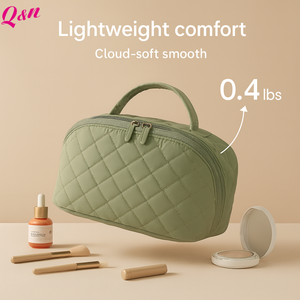 Bolsa de Maquillaje de Viaje Ecológica, Duradera y de Gran Capacidad para Mujer, con Cierre de Cremallera, Asa Suave y Compartimentos (Verde) - Product Image 4