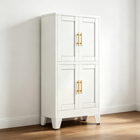Armoire de rangement polyvalente blanche à 2 tiroirs, style traditionnel moderne, en acier, avec 2 étagères réglables, pour cuisine, garde-manger, chambre, bureau, maison