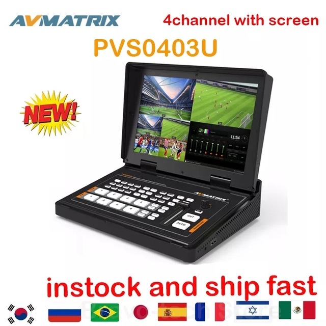 Avmatrix PVS0403U Video Switcher Portable 10.1 Inch 44-CH SDI Compatible Multi-Format Live Streaming Switcher PK HVS0403U