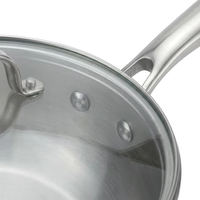 Poêle de Chef Professionnelle en Acier Inoxydable 304 avec Logo Personnalisé, Poêle à Frire Profonde Robuste, Poêle à Sauteurs avec Poignée Rivetée, Vente en Gros OEM