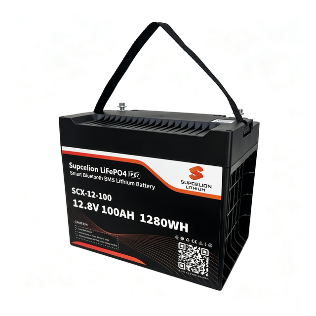 SUPCELION 12V 12.8V LiFePO4 Battery 100Ah Slim Under Seat Heating Bluetooth BMS RV Yacht Solar EU Stock