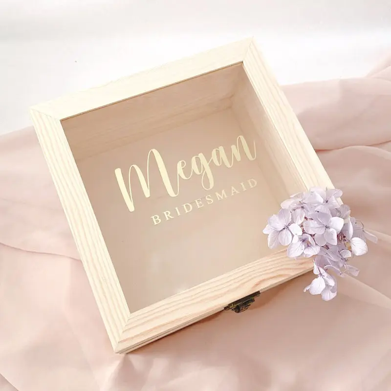 木製ギフトボックス結婚式のお土産ボックス木製ボックス包装カスタム木製透明蓋付き