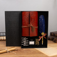 Ensemble stylo plume calligraphique personnalisé avec logo, encre noire et carnet de notes d'affaires, coffret cadeau