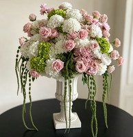 Meilleure Vente Bouquet de Fleurs Artificielles en Soie Hydrangea Rose Blanc Vert 50cm pour Décoration de Mariage, Fête et Événement