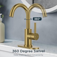 Robinet de lavabo de cuisine et salle de bain moderne au design minimaliste, avec cartouche céramique électroplaquée, monocommande, à poser sur le comptoir, eau chaude/froide
