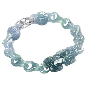 Bracelet en jadéite naturelle, dragon chinois, jade bleu eau, bestie mythique interconnectée, UNISEXE C181 - Product Image 5