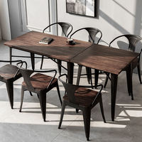 Moderne Holz-Café-Restaurant Fast-Food-Bar Esszimmermöbel Stapelbare Vintage Bistro Tisch- und Stuhl-Sets