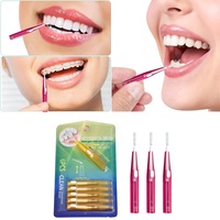 Coloré pas cher orthodontique brosse interdentaire cure-dents fil d'acier inoxydable poignée push-pull fabricant dentaire nettoyage en profondeur