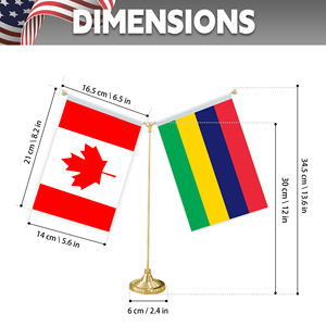 Drapeau de table <span class=keywords><strong>en</strong></span> forme de Y avec base <span class=keywords><strong>en</strong></span> métal pour décorations de mini-drapeaux personnalisables (drapeaux du Canada et de l'île <span class=keywords><strong>Maurice</strong></span>) - Product Image 2