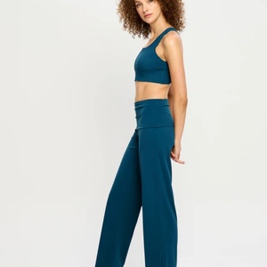 High Elastic Breathable Yoga <b>Leggings</b> for Women <b>Flared</b> Legs Gym Sportswear Wide Leg Pants Soft Wide Fold-over Yoga <b>Leggings</b> - Product Image 3