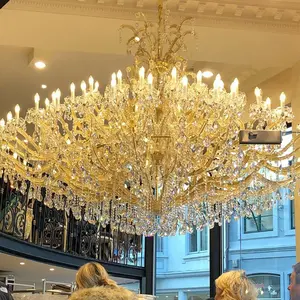 Lustre en cristal de luxe pour salle de Banquet de mariage, grande bougie Maria Theresa