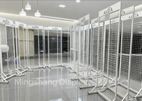 Panneaux muraux en grille de fer Db Wholesale, lot de 2, présentoirs autoportants double face, étagères suspendues en métal à base en T, style industriel