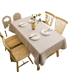 Nordic cloth thickened art solid color table cloth cotton linen waterproof rectangular table cloths for events