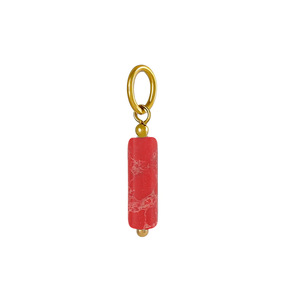 Encantos de barra de piedra cilíndrica | Lazo de acero inoxidable chapado en oro PVD de 18 quilates con colgantes de piedras preciosas naturales para la fabricación de joyas DIY - Product Image 4