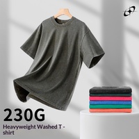 Kemeja Pria Ukuran Eropa Gaya Vintage 230g Katun Sisir Batik Lengan Pendek Longgar Bernapas Model Drop-shoulder