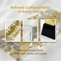 Trophée personnalisé en métal et cristal gravé au laser 3D avec finition plaquée or, style luxe léger, motif floral, récompenses d'entreprise