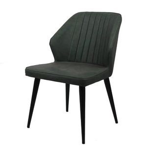 Chaise de salle à manger en cuir PU noir, luxe, moderne, hôtel, Restaurant, en <span class=keywords><strong>velours</strong></span> scandinave, avec pied en métal - Product Image 1