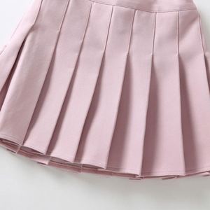 21622025 New Arrival Infant Baby <b>Girls</b> Pleated <b>Skirts</b> Toddler Kids Short Dress Clothing Solid White pink Preppy Casual Outfit - Product Image 5