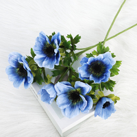 Nouvelle fleur artificielle 3 têtes de branche de fleur d'anémone pour la décoration de mariage à la maison en gros de haute qualité Fleurs de pavot artificielles