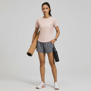 Wholesale Women's Yoga Short Sleeve Perforated Back <b>Raglan</b> Slim Fit Workout Shirt Quick Dry Breathable Running Athletic T Shirt - Product Image 5