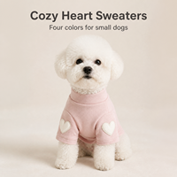 Pull pour chien à col montant avec applique cœur et fermeture à boutons sur le devant, coupe ajustée pour petits chiens, en tricot doux et chaud, idéal pour l'hiver des chiots, vente en gros