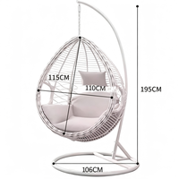 Fauteuil double en rotin moderne – Écologique, durable, pour extérieur, intérieur, jardin, balcon, lit à bascule nid d'oiseau