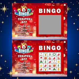 Bingo thẻ cào tùy chỉnh in ấn <span class=keywords><strong>Scratch</strong></span> Win UV lớp phủ đầy đủ màu sắc thiết kế cho Giáng sinh - Product Image 1