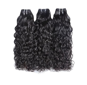 Extensions de cheveux 100% naturels, ondulés profonds, couleur noire, provenant d'un seul donneur, super double drawn, trame plate, mèches de cheveux vierges de qualité supérieure - Product Image 1