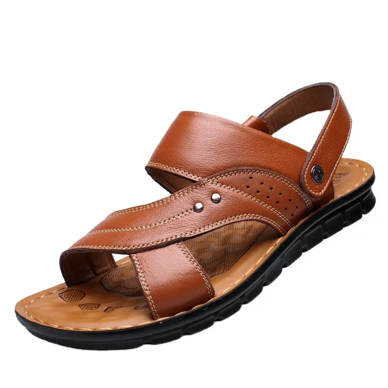 2023 sandali per uomo moda estiva sandali in pelle da spiaggia sandalo di lusso scarpe Casual da spiaggia all'aperto maschili