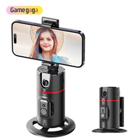 Gamegaga P02 Support de téléphone stabilisateur avec suivi de visage IA 360° °   Support de téléphone de bureau à commande gestuelle rotative pour diffusion en direct et vlog