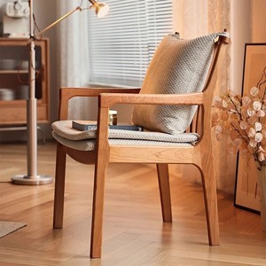 Chaise de salle à manger nordique en bois massif, fauteuil rembourré pour salle à manger, usage adulte - Product Image 2