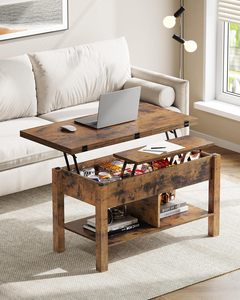 3-in-1 Multi-funzione regolabile in altezza <span class=keywords><strong>tavolino</strong></span> in legno marrone soggiorno <span class=keywords><strong>e</strong></span> tavolo da pranzo con custodia nascosta Set opzione - Product Image 4